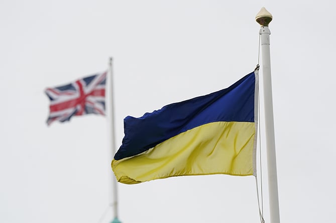 Ukraine and UK flags, for RADAR