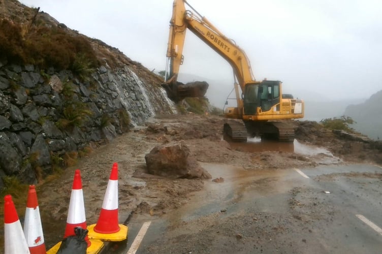 Gwynedd Council road landslide pic