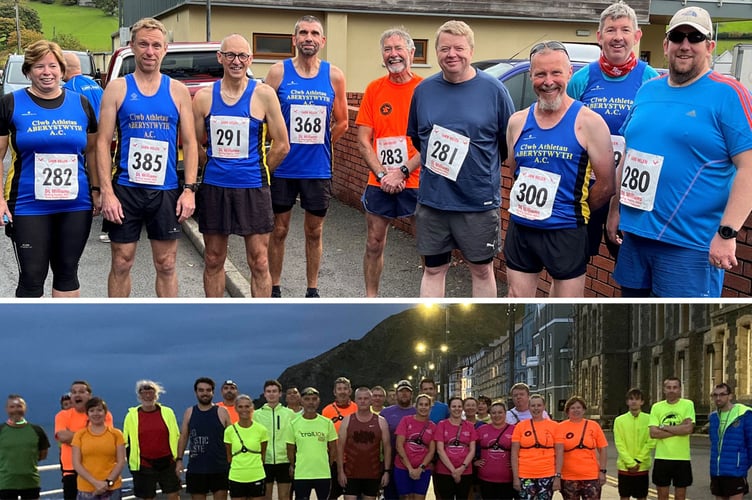 Aber runners at the Hag Harris Memorial Race (top) and the Ron Cullen 5 mile championship (above) 2022