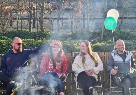 Siblings Rob Turner, furthest right, was placed in induced coma following the collision, pictured with his brother Sean and his sisters Hollie and Jo 