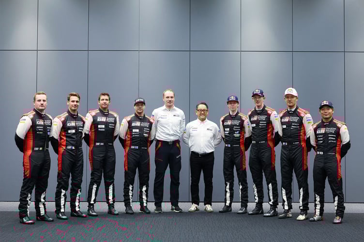 Elfyn Evans with his Toyota Gazoo Racing team-mates signed up with Toyota Gazoo Racing fourth year