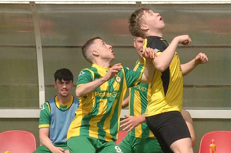 Action from Dolgellau Reserves’ 4-2 win at Llanfair United Reserves FAW Reserves Central 191122