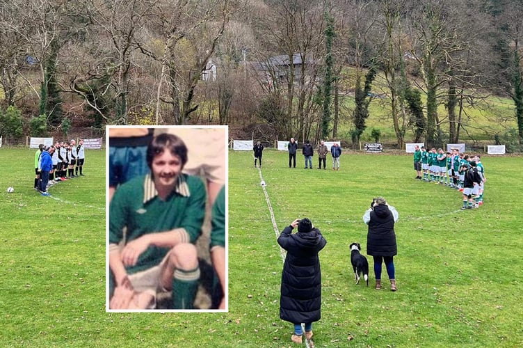 A minute’s silence was held before the Corris united versus Tregaron Turfs Reserves game in honour of Aled ‘Mynachdy’ Jones (inset) 031222 Cambrian tyres League