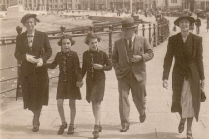 Evelyn and Marion Porak, two young refugees, pictured on Aberystwyth promenade in 1939. The Porak sisters stayed with a family in Aber, before emigrating to the US in 1947
