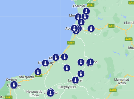 Ceredigion County Council's warm banks map (link below)