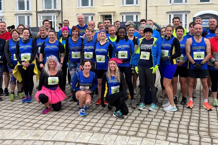 Aber AC runners ready for the off at the Aber 10k 2022
