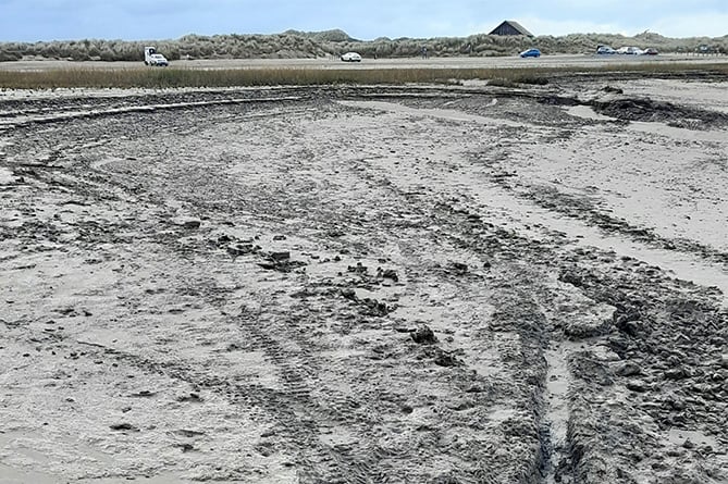 The torn-up sands at Ynyslas