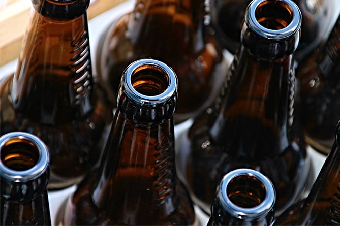 Glass bottles stock photo