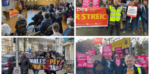Unions unite on day of strikes in Aberystwyth
