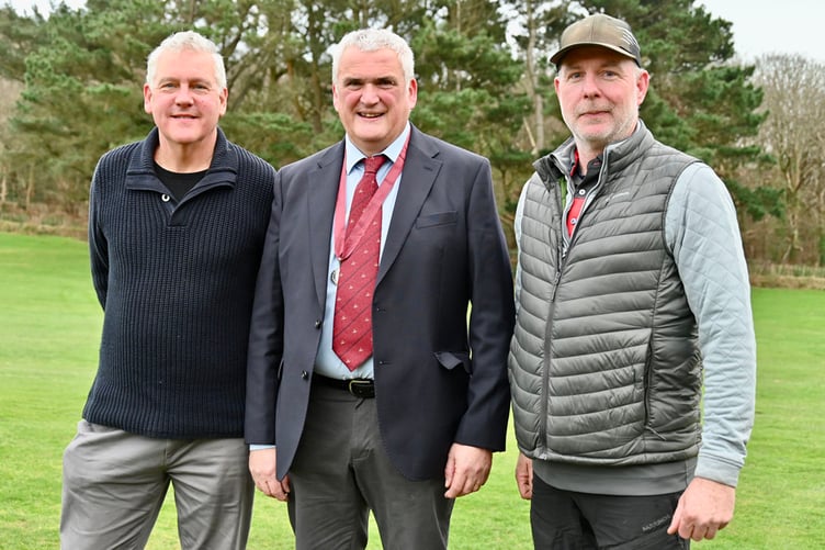 Aberystwyth Golf Club Stableford winners Dave Houghton, Arwyn Morris and Paul Hicks 0123