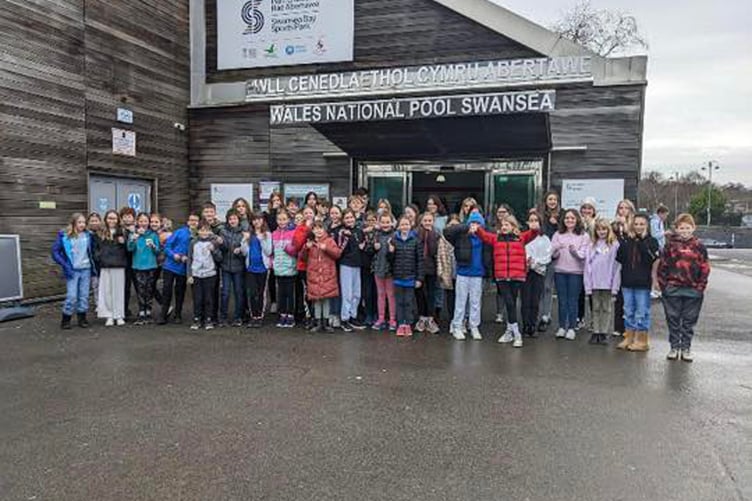 The young swimmers at the national pool in Swansea