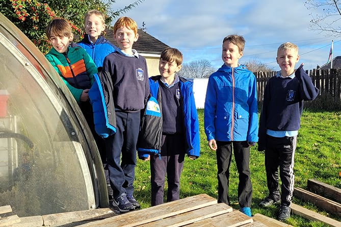 Ysgol Llanilar pupils are using offcuts from a Wynne Construction project in Aberaeron to build bug hotels and outdoor tables