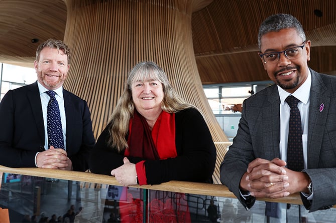 Giles Thorley, Development Bank of Wales chief executive; Julie James, Minister for Climate Change; and Economy Minister Vaughan Gething