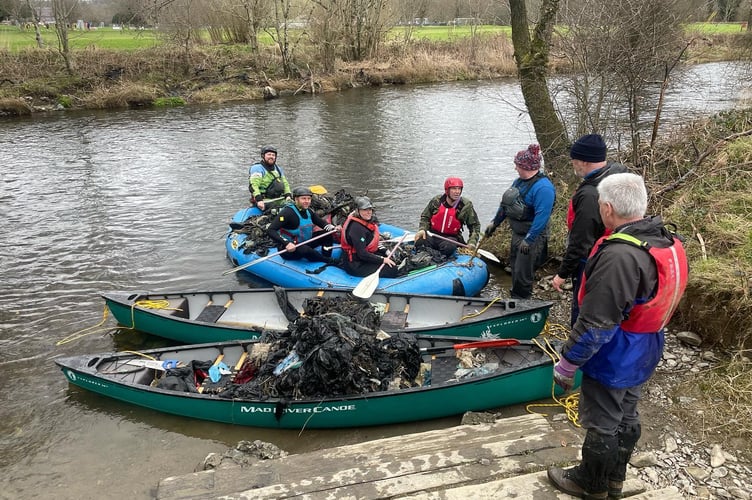 Boats were filled with debris by volunteers