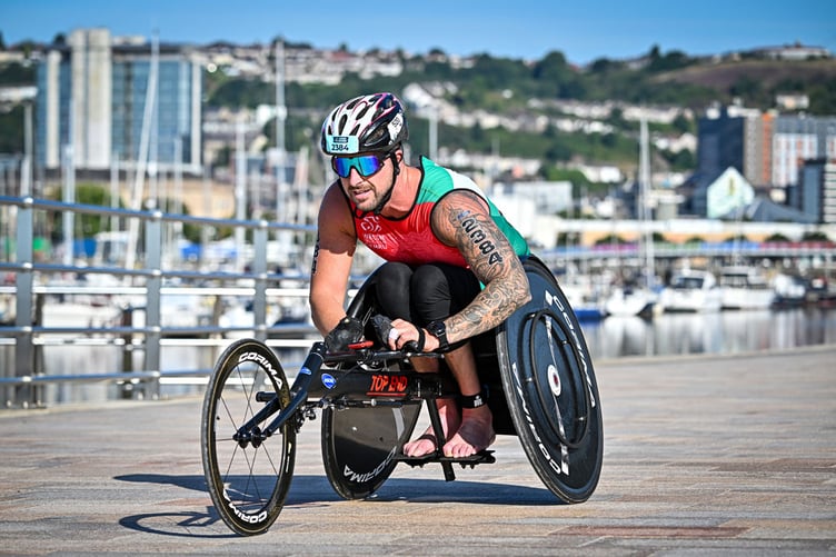 Paratriathlete Darren Williams, of Cardigan, in racing action