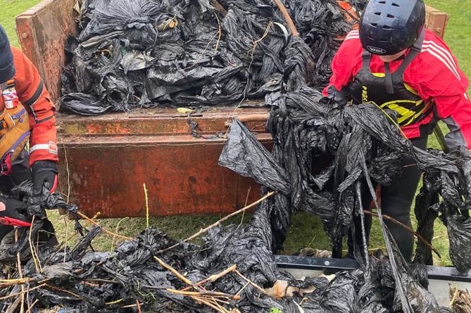 The waste recovered by villagers and Llandysul Paddlers Canoe Centre and Club