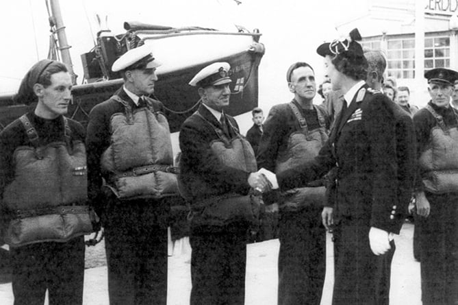 The Duchess of Kent met with lifeboat crew during the visit in 1951
