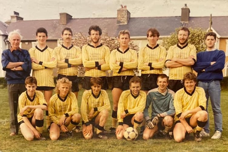 Mal Hicks (far left) held many roles with Aberaeron FC
