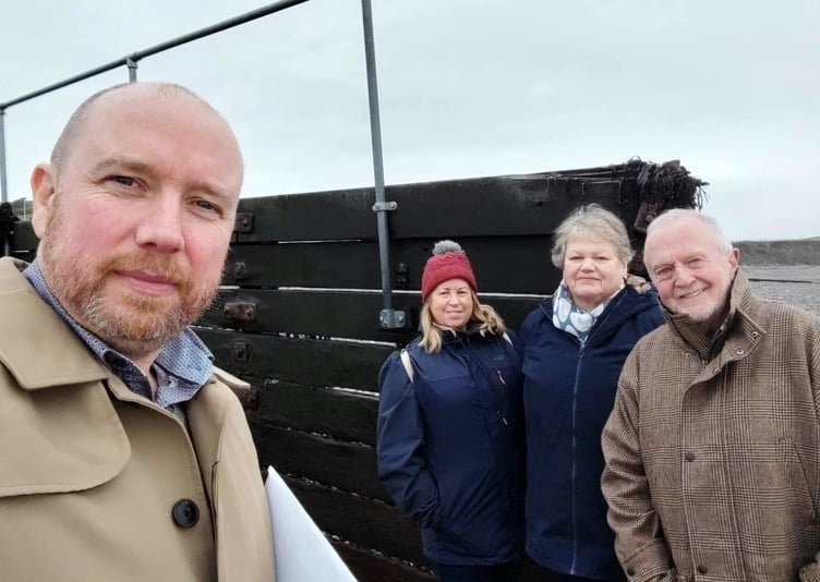 Mabon ap Gwynfor MS and Criccieth Town Council councillors Delyth Lloyd, Sian Williams, chair, and Cllr Dr Peter Harlech Jones