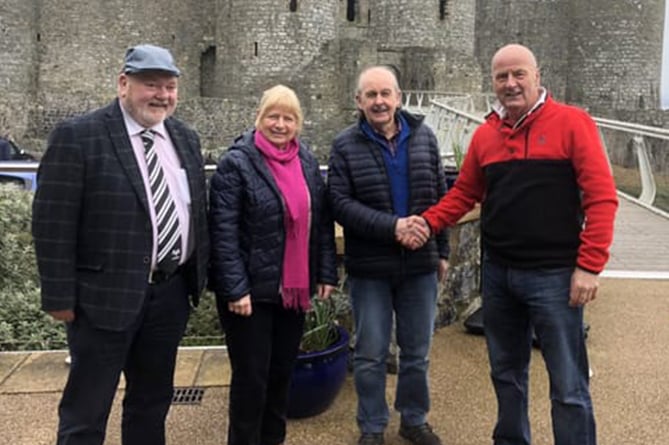 Harlech and Llanbedr councillor, Gwynfor Owen, Rock Ardudwy secretary, Sheila Lees, Rock Ardudwy chairman, Jim Lees, and Harlech Triathlon Club chairman, Dave Sullivan