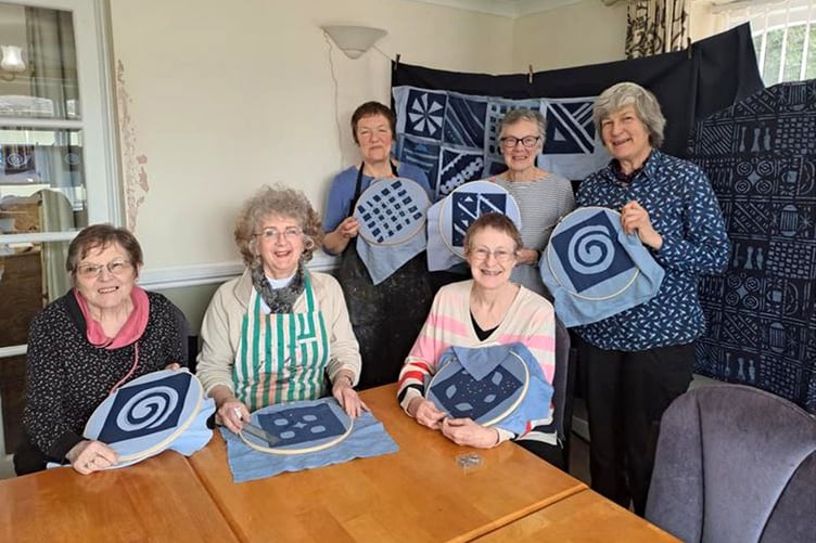 Pictured from left-right are: Janet Thomas, Barbara Smith, Becky Knight (textile artist), Jane Askie, Eirwen Joy Davies and Sarah Eva. Not pictured and group member is Robert Hughes