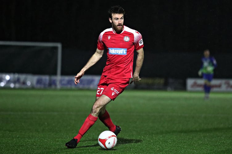 PARK HALL, OSWESTRY, SHROPSHIRE, ENGLAND - 13th MARCH 2023 - Bala's George Newell during The New Saints FC vs Bala Town in Round 26 of the JD Cymru Premier Championship Conference at Park Hall, Oswestry (Pic by Sam Eaden/FAW)