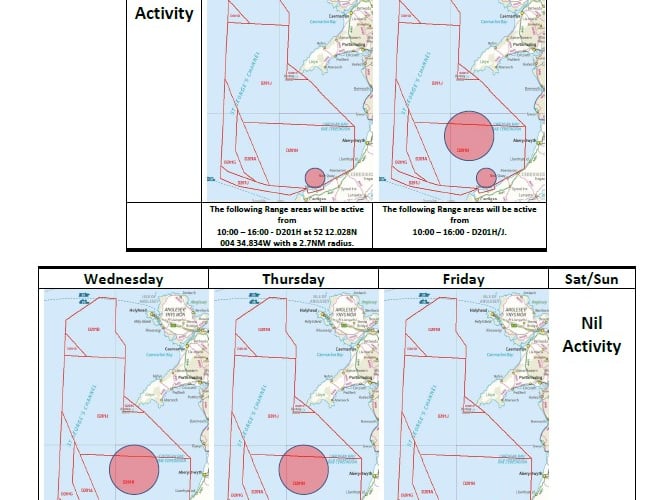Live firing Cardigan Bay