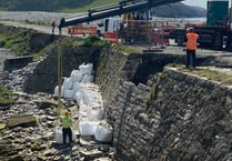 Works underway on sinkhole at Aberystwyth beach amid safety fears