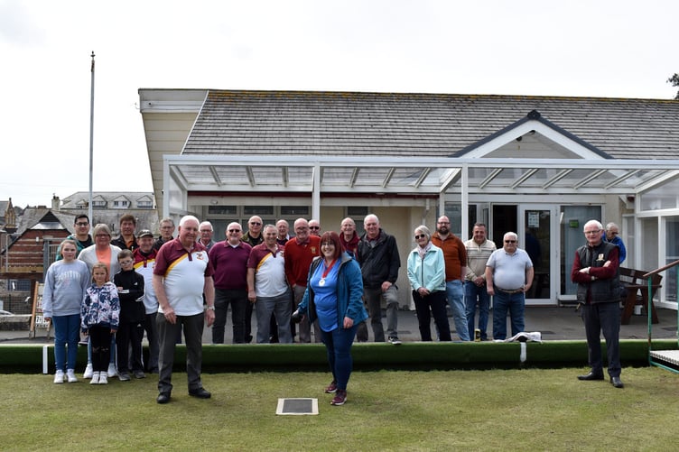 Mayor Elect Kerry Ferguson rolling the first ball at Queens Road Bowling Club