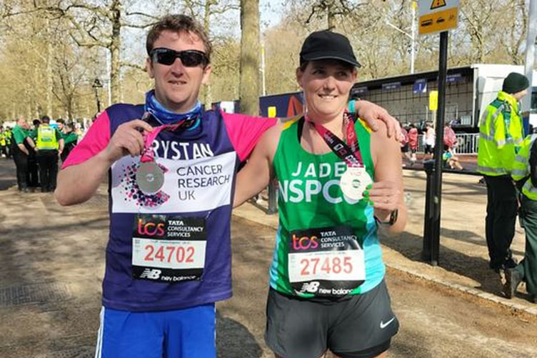 Jade Gaitley and Trystan Roberts, London Marathon April 2023