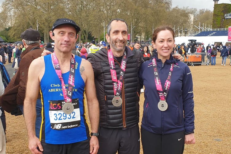 Neil Gamble, Edd Land and Tracey Breedon at the London Marathon 2023