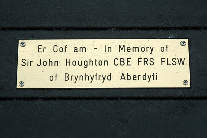 The plaque on Sir John Houghton’s memorial picnic table