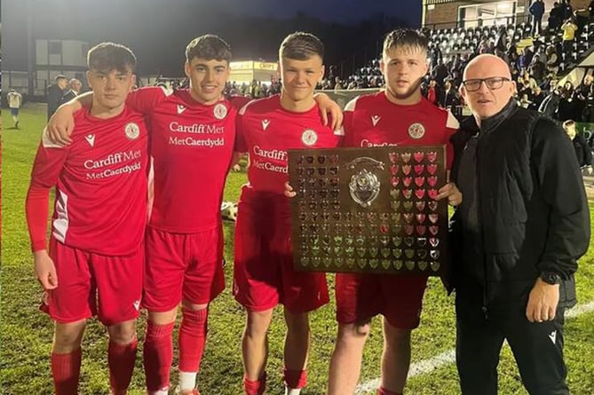 From left to right: Cian Pritchard, Fabrizio Murtas, Osian Evans, Cai Evans and Marc Lloyd WilliamsWales Shcools Under 18s Centenary Shield 2023