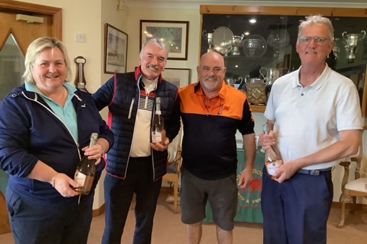 Clare Jones, Steve Salt, Captain Dave Blesovsky and Dexter Lewis Coronation comp Borth and Ynyslas golf club 0523