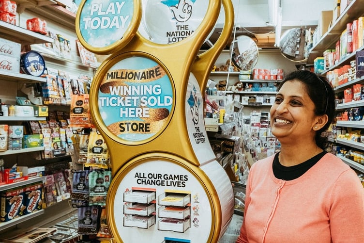 A National Lottery ticket stand.
