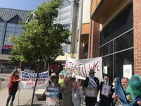 Theatrical protest against Welsh river pollution in Aberystwyth 