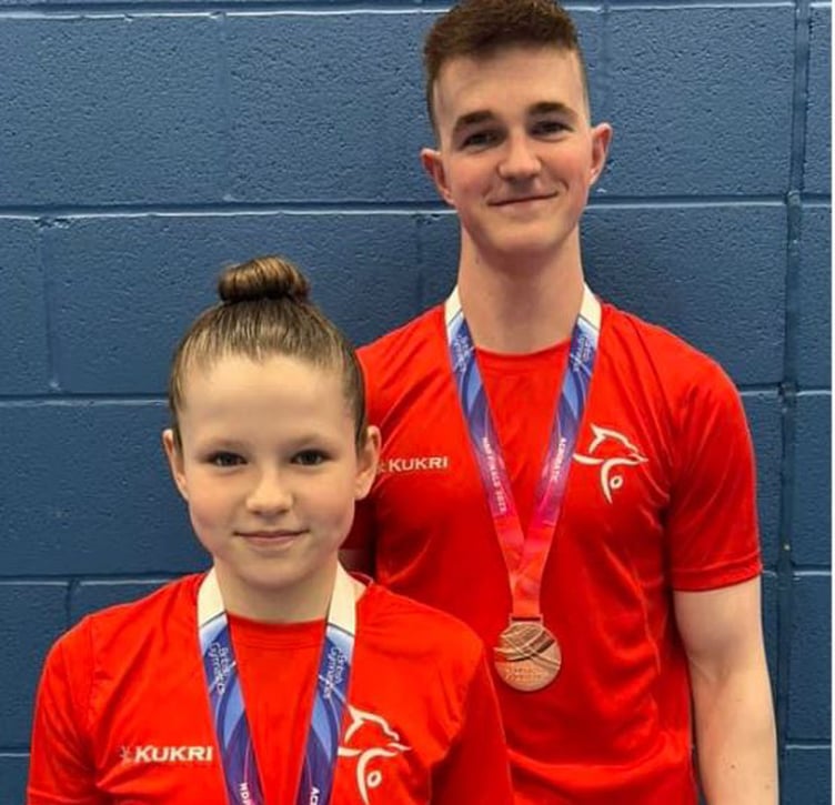 Murain Roberts and Kieran Guy gymnasts. bronze medal at the Acrobatics Gymnastics British Championships
