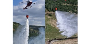 Wildfire helicopter helps crews tackle blaze near Tregaron