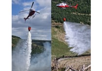 Wildfire helicopter helps crews tackle blaze near Tregaron