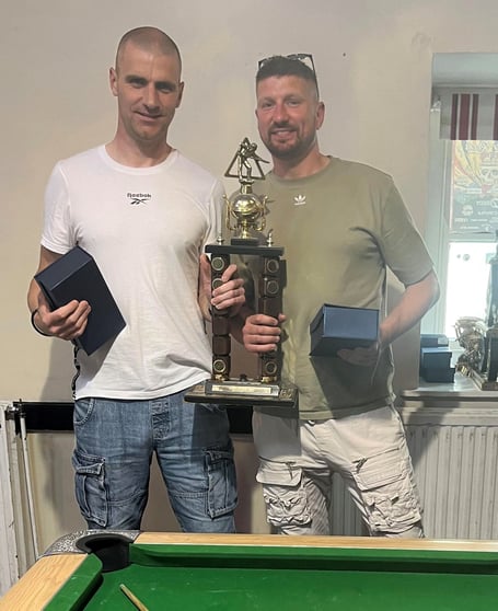 Dolgellau Pool League Captain Vice  Captain winners Bobby Griffith and Luke Hills 2 2023