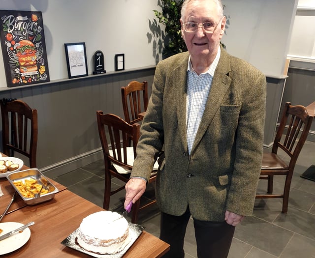 John celebrates 93rd birthday with fellow bridge club members