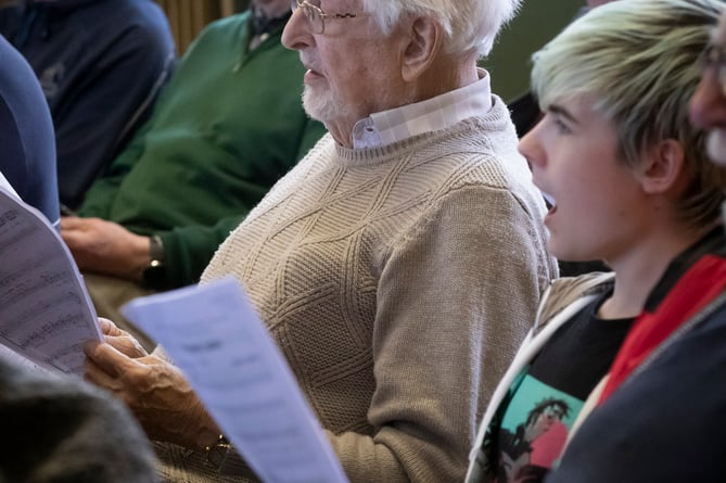 Father of the choir, 93-year-old Ednyfed Williams.             Picture Mandy Jones
