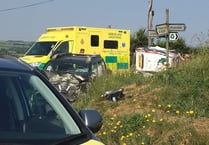 Car crash closes rural Ceredigion road