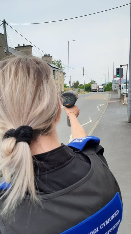 Police carried out speed checks near a school following concerns from the public