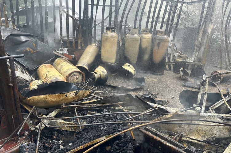 Propane cylinders at the site of the fire