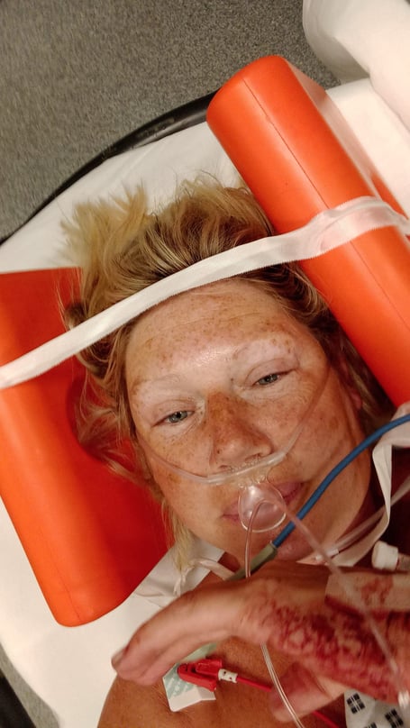 Mary waiting for treatment
