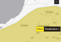 Thunderstorm warning issued for parts of Ceredigion and Powys