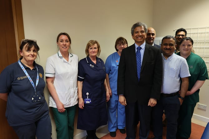 Some members of the Orthopaedic team at Ysbyty Gwynedd with Mr Kanvinde (centre) who carried out Stephanie’s surgery