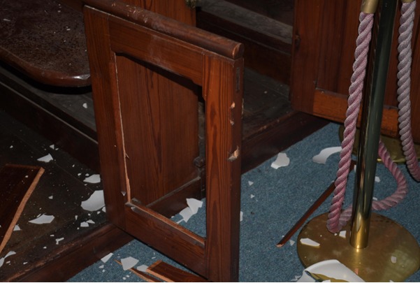 Some of the vandalism at the chapel is shown here