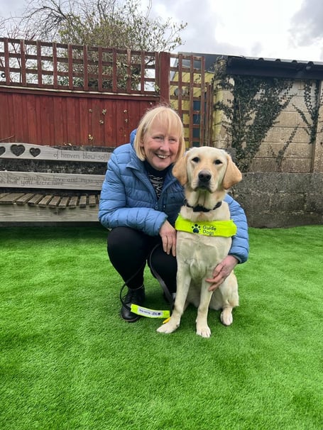 Louise Jenkins with guide dog Sian